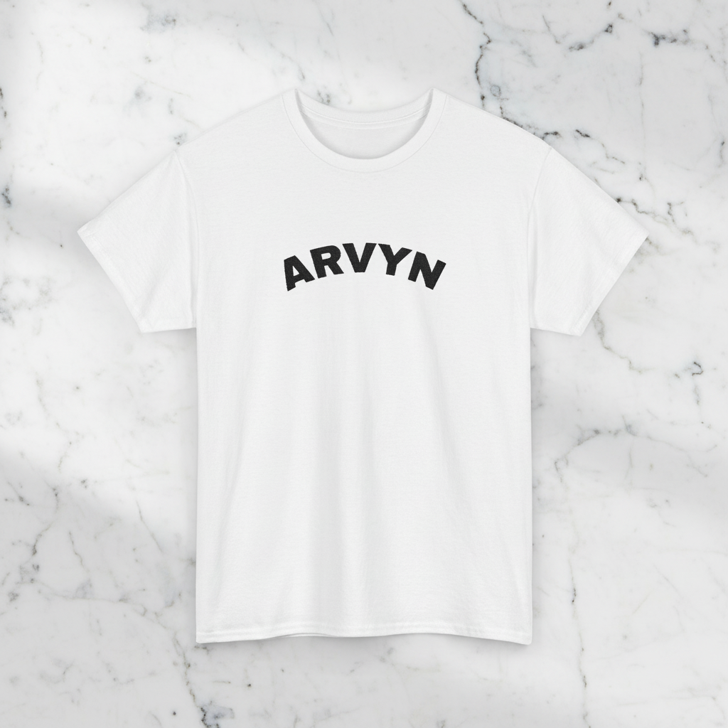 ARVYN Tee — Minimal Personalized Ash Cotton T-Shirt