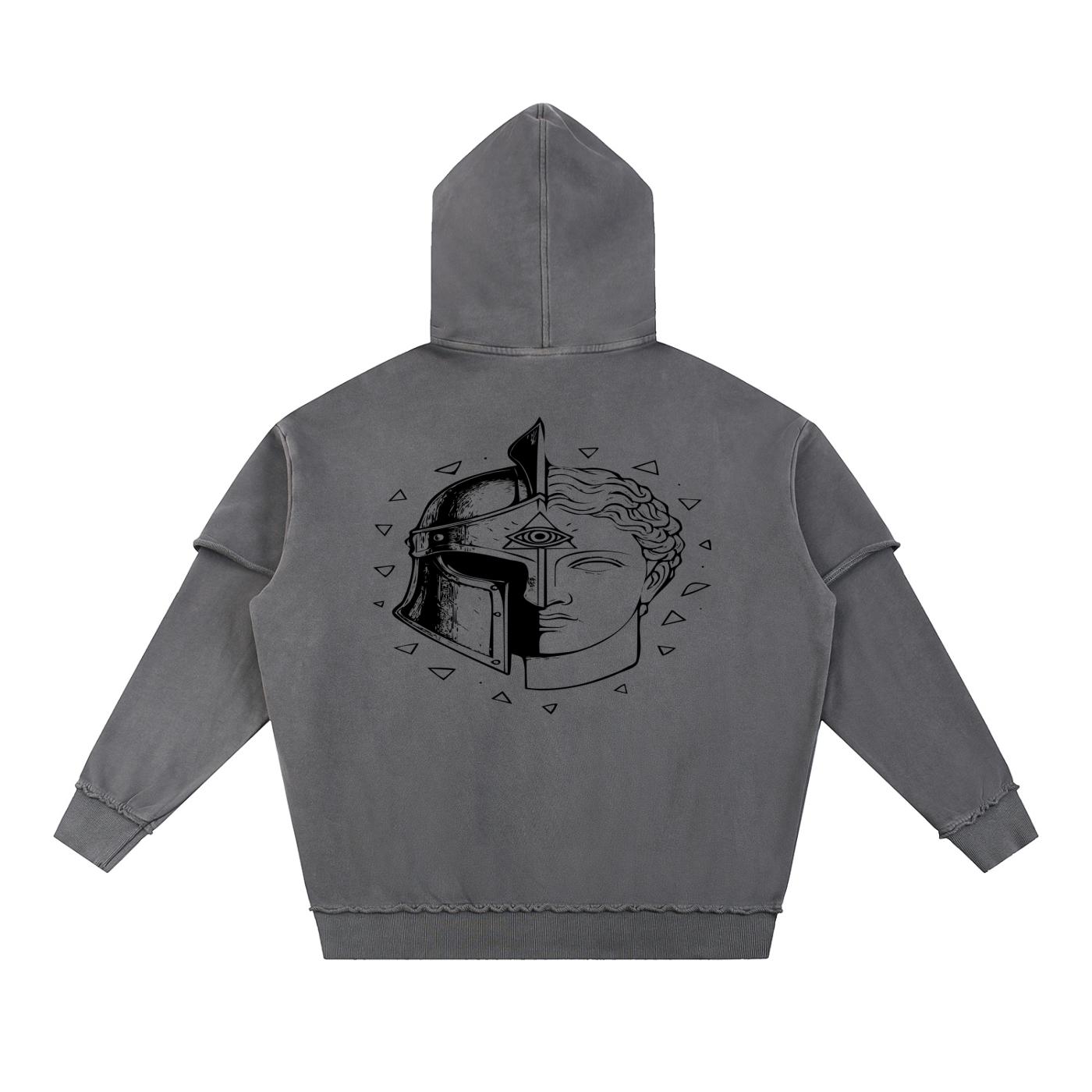 ARVYN-Snow Washed Raw Edge Double Layered Hoodie