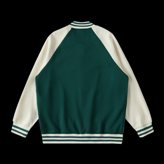 Two Tone Raglan Sleeve Varsity Jacket