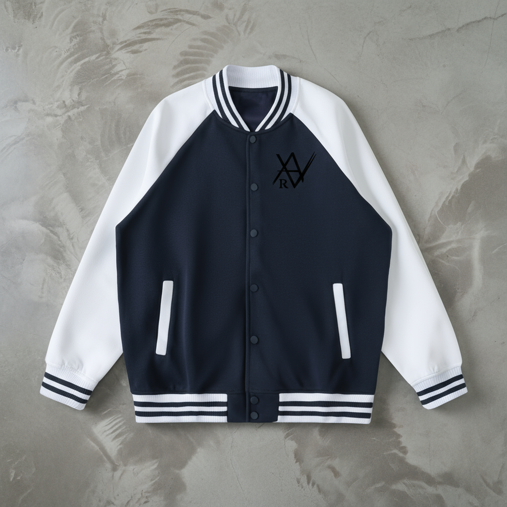 Two Tone Raglan Sleeve Varsity Jacket