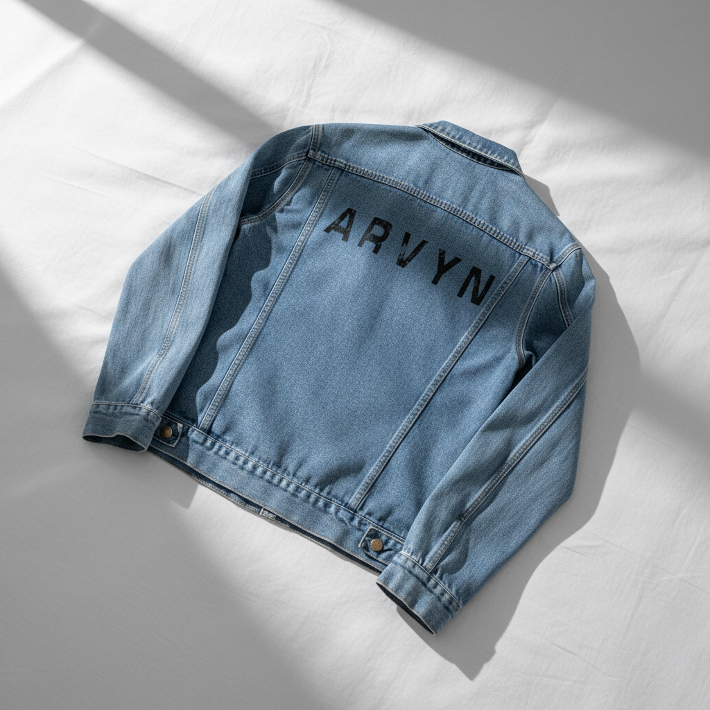 Arvyn Denim Jacket — Classic Light Wash Men’s Jean Jacket with Back Logo