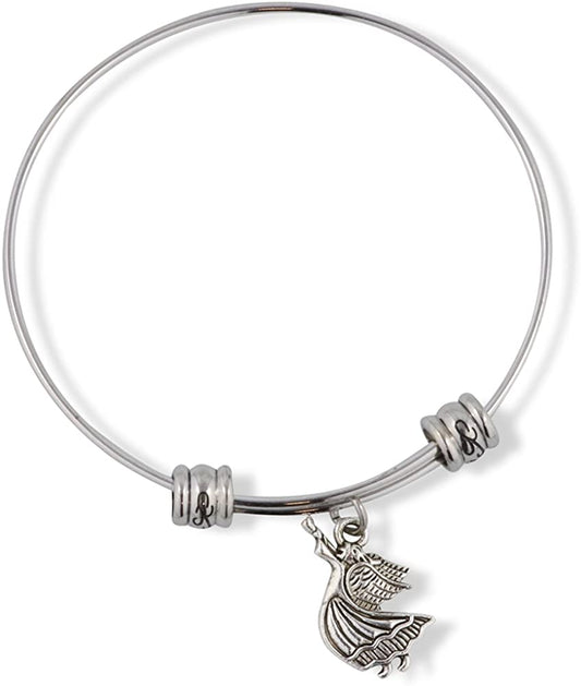 Emerald Park Jewelry Angel with Horn Instrument Fancy Charm Bangle