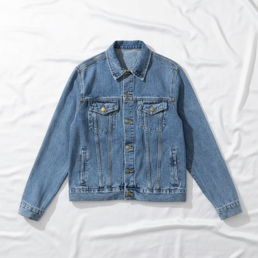 Arvyn Denim Jacket — Classic Light Wash Men’s Jean Jacket with Back Logo