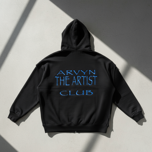 Contrast Tape Raw Edge Double Layered Zip Hoodie