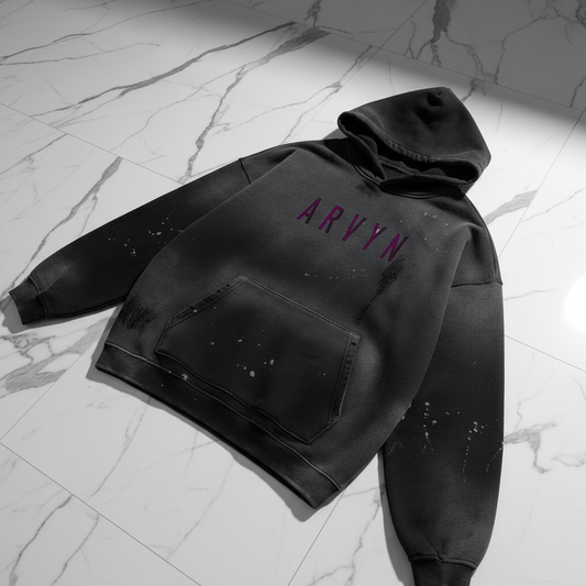 Vintage Washed Frayed Fleece Hoodie