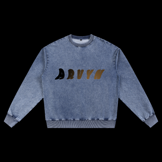 Snow Wash Oversized Crewneck Sweatshirt