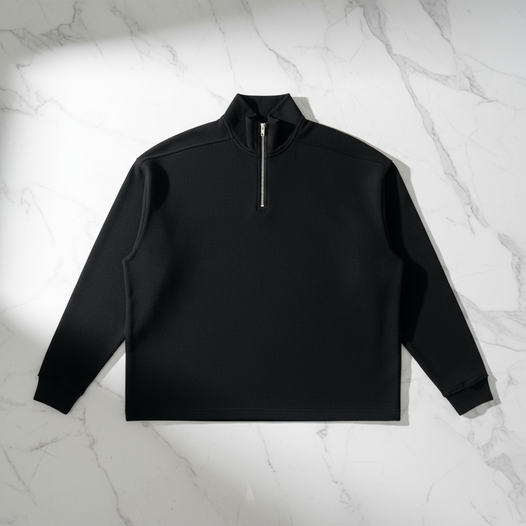 Half-Zip Rolled Edge Fleece Sweatshirt
