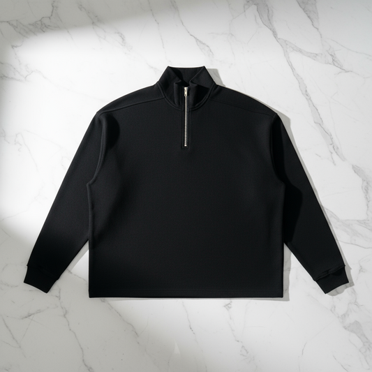Half-Zip Rolled Edge Fleece Sweatshirt
