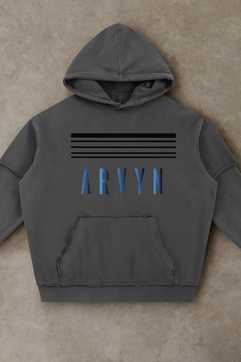 ARVYN-Snow Washed Raw Edge Double Layered Hoodie