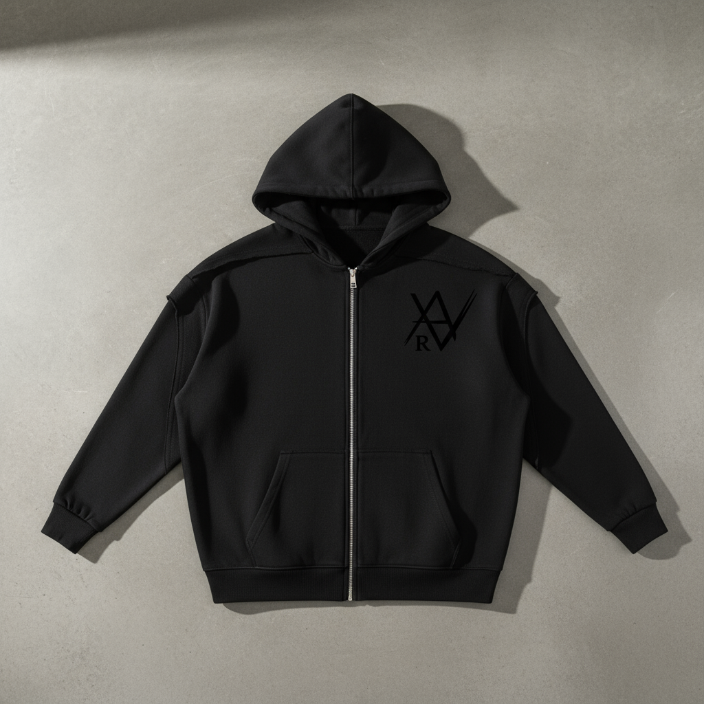 Contrast Tape Raw Edge Double Layered Zip Hoodie