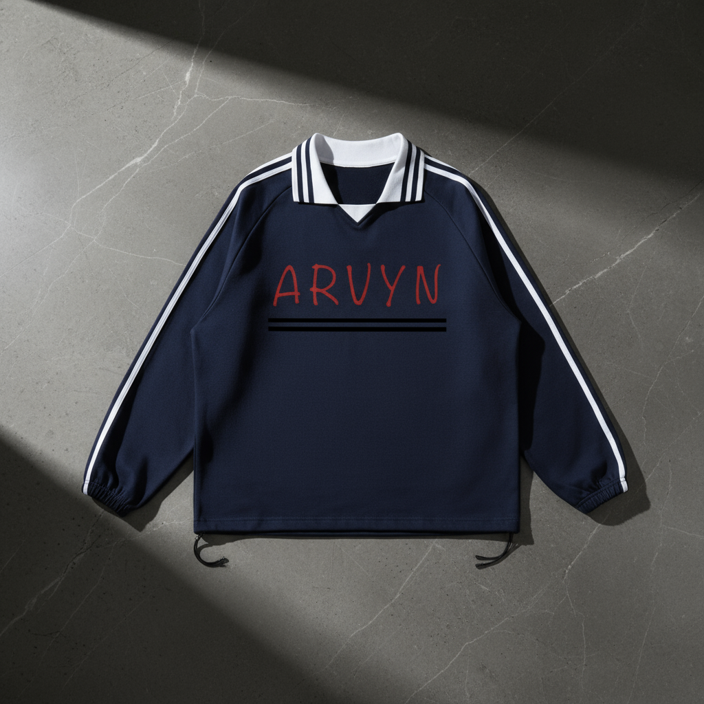 Contrast Striped Lapel Collar Sweatshirt