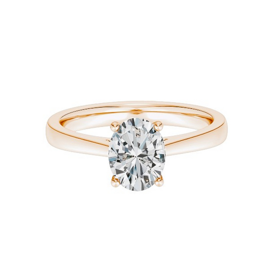 3.00 CT Oval Cut Solitaire Cathedral Settings 14K Solid Gold Diamond Ring IGI Certified