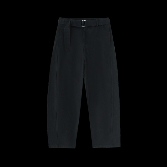 Belted Barrel-leg Chino Pants