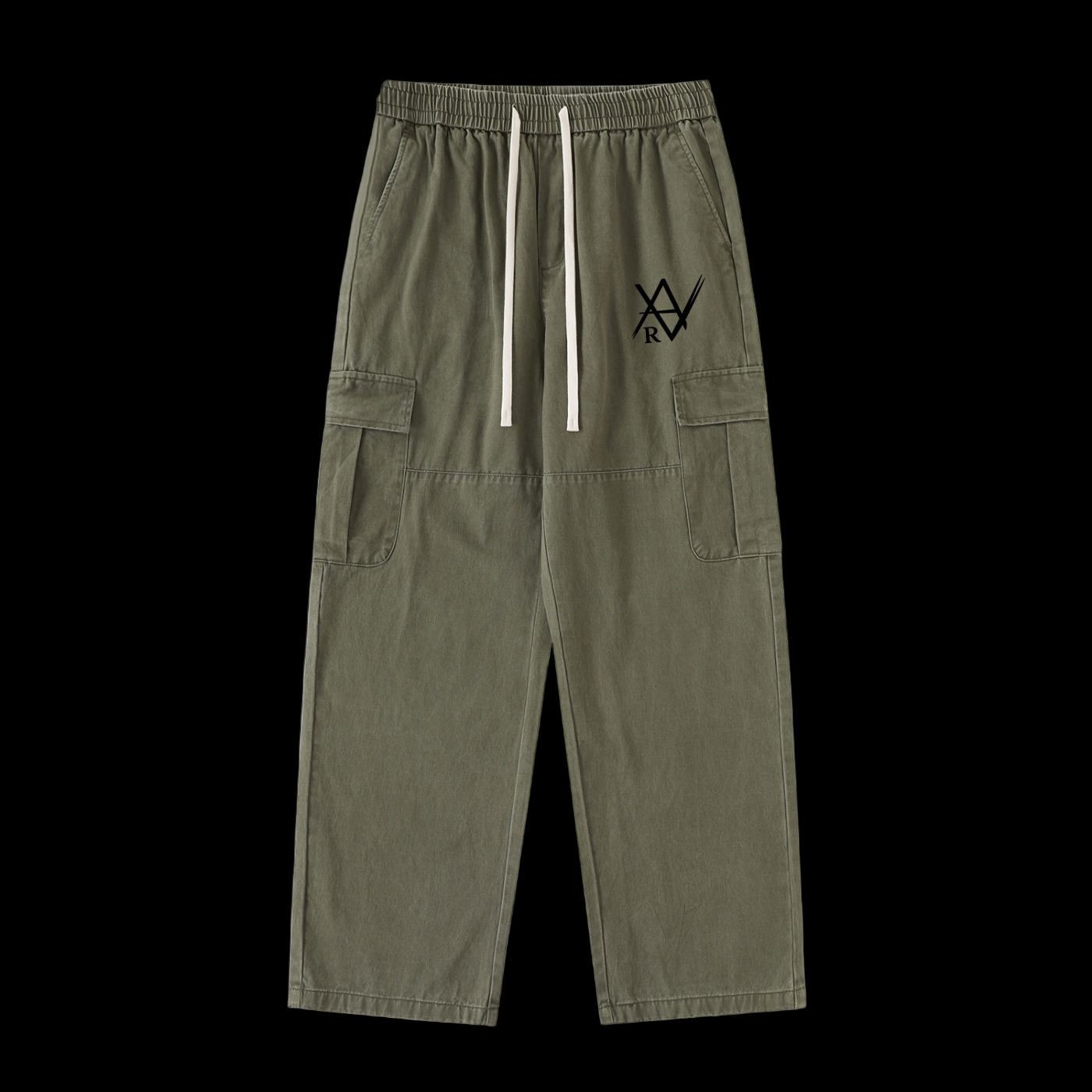 Drawstring Waist Straight-Leg Cargo Pants