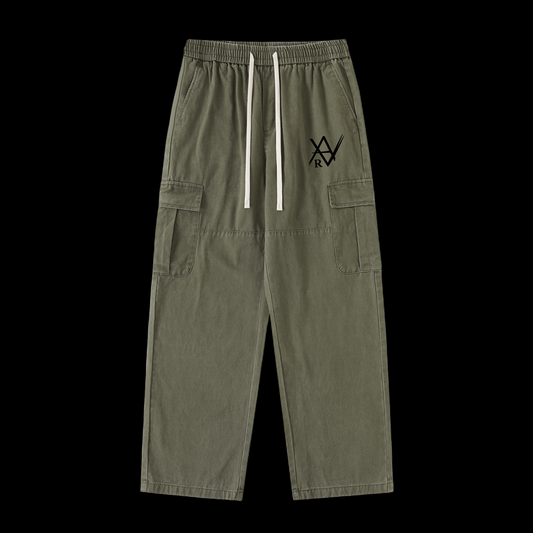 Drawstring Waist Straight-Leg Cargo Pants